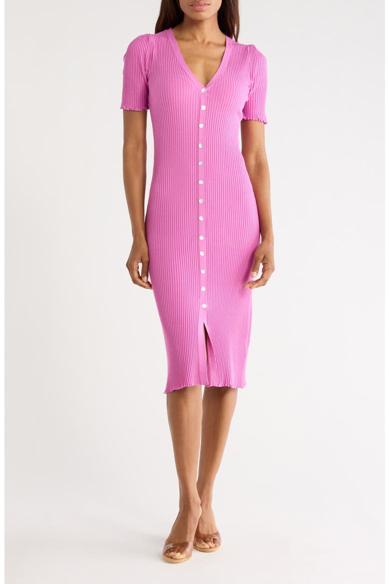 Lydia Short Sleeve Ribbed Sweater Dress, Main, color, VIOLINE