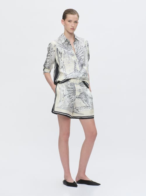 Callas Milano Juvia Landmark-print Silk Twill Shorts In Multi