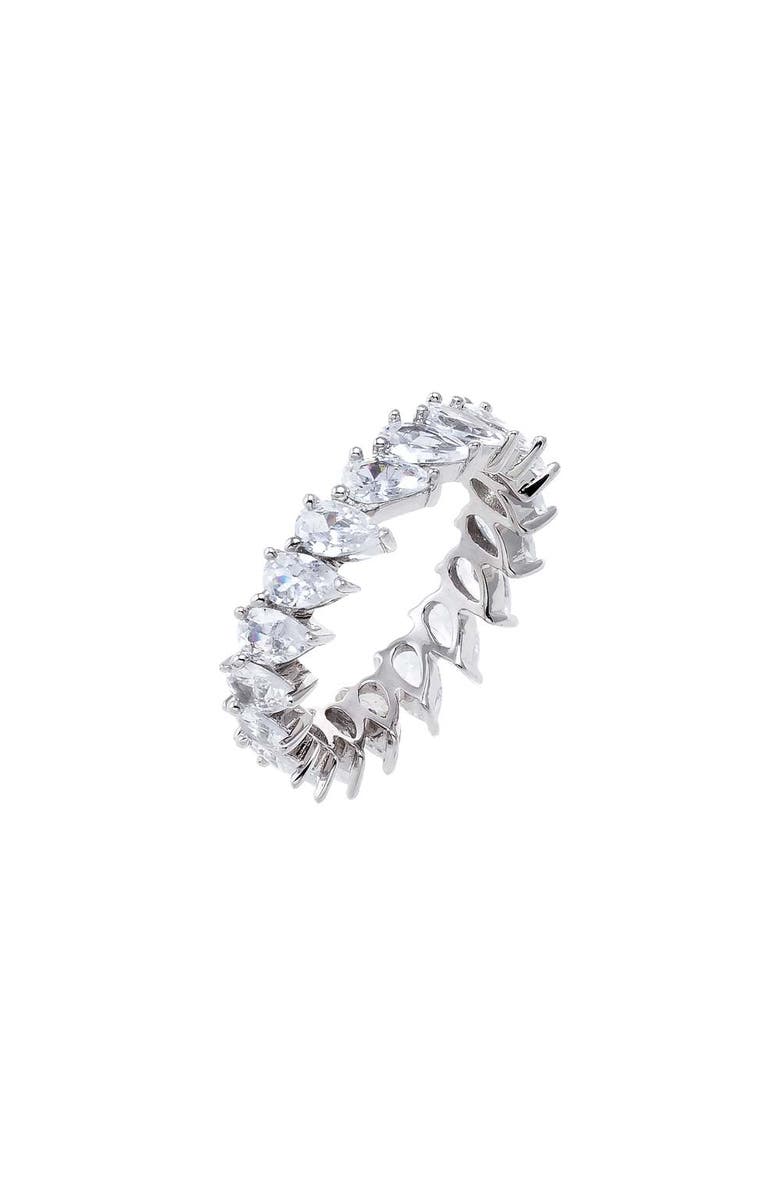 BY ADINA EDEN Curved CZ Multi Pear Eternity Ring, Main, color, Silver