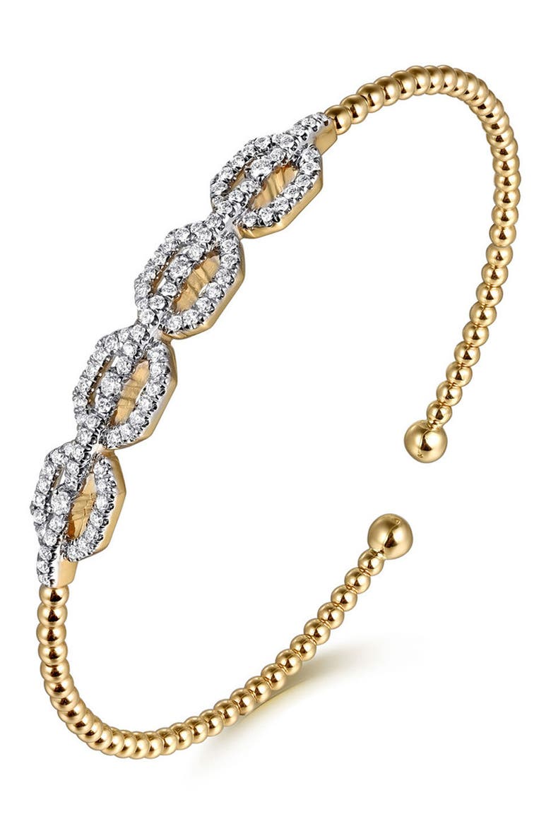 Bujukan Geometric Diamond Beaded Cuff Bracelet, Alternate, color, GOLD