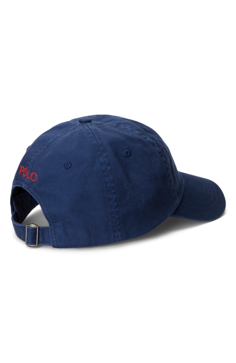 Polo Ralph Lauren Classic Sport Cotton Twill Baseball Cap, Alternate, color, Newport Navy/ Red