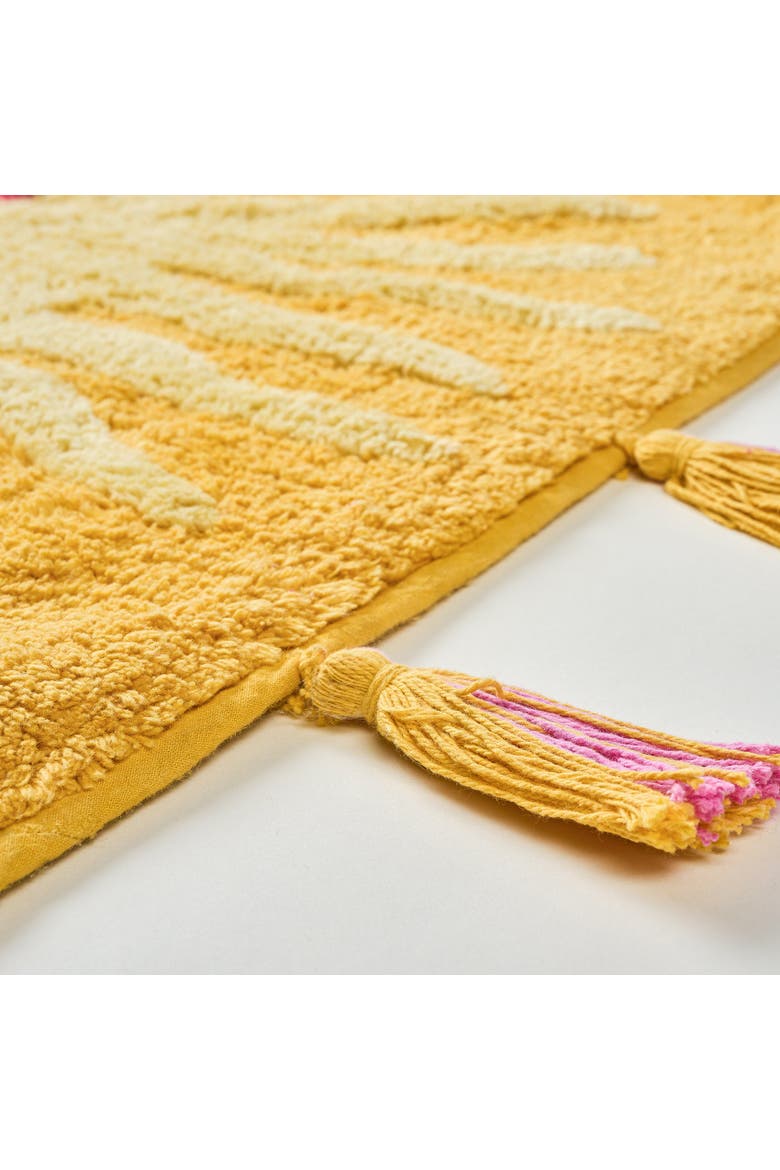 Punjab Drip Drop Tasseled 100% Cotton Bath Mat Spa-Inspired, Alternate, color, Yellow