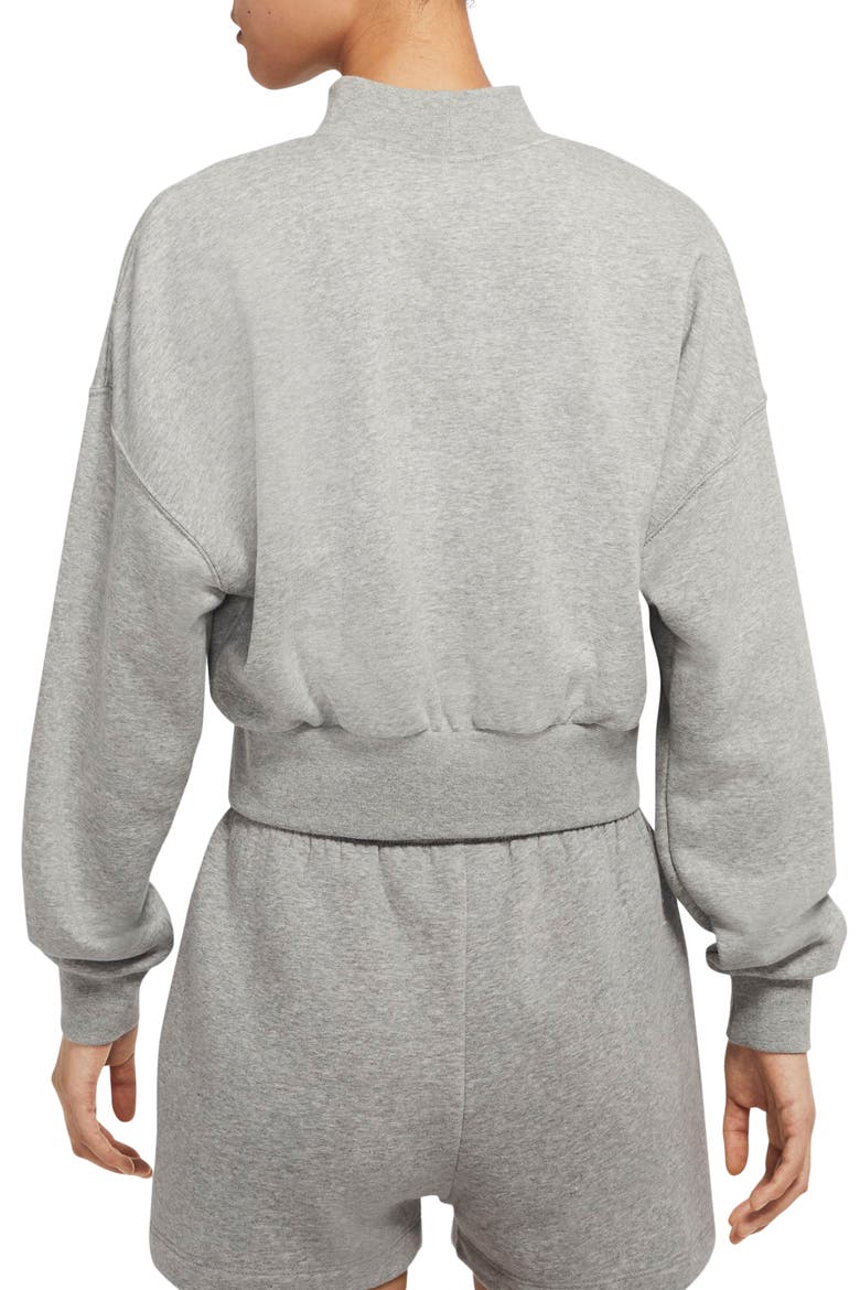 Sportswear Essential Fleece Mock Neck Sweatshirt, Alternate, color, DARK GREY HEATHER/ WHITE