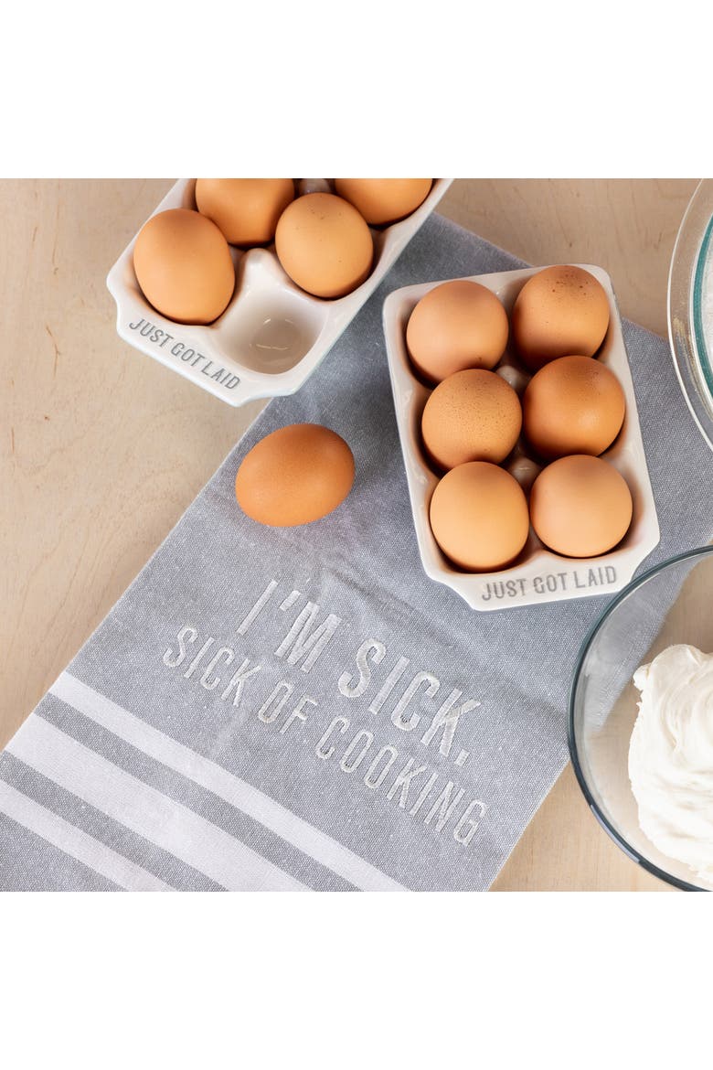 I'm Sick. Sick Of Cooking Tea Towel Cotton White, Alternate, color, Grey