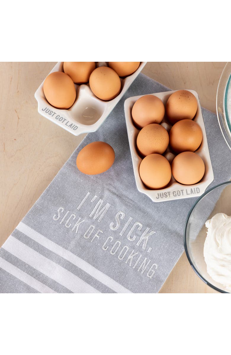 Totalee Gift I'm Sick. Sick Of Cooking Tea Towel Cotton White, Alternate, color, Grey