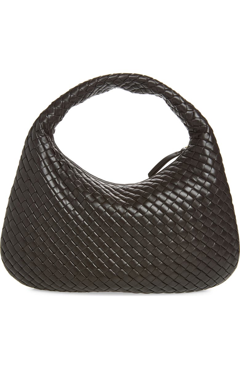 Bottega Veneta Borsa Intrecciato Leather Shoulder Bag, Alternate, color, 2009 Espresso-M Brass