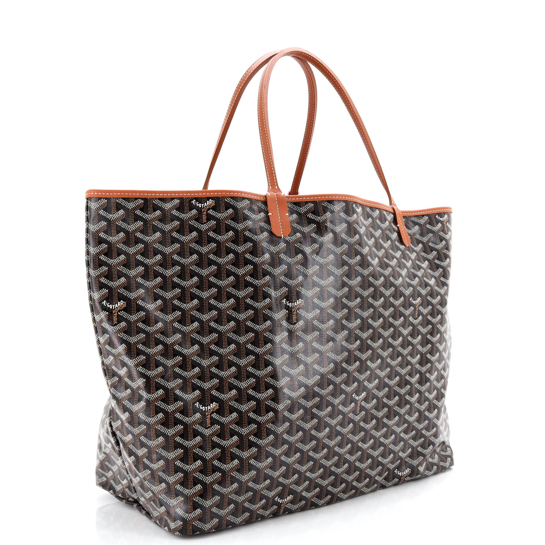 Pre-Owned Goyard Saint Louis Reversible Tote Coated Canvas and Printed Canvas GM, Alternate, color, Brown