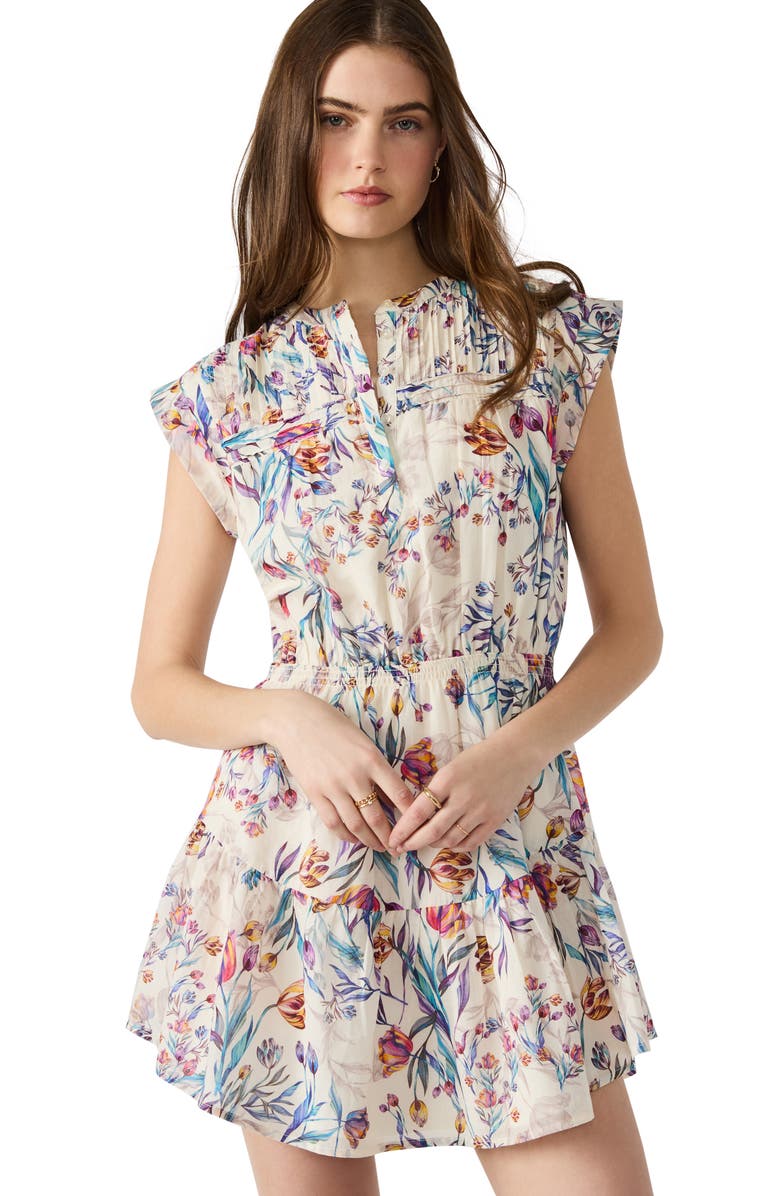 Steve Madden Faith Floral Tiered Cotton Minidress, Alternate, color,