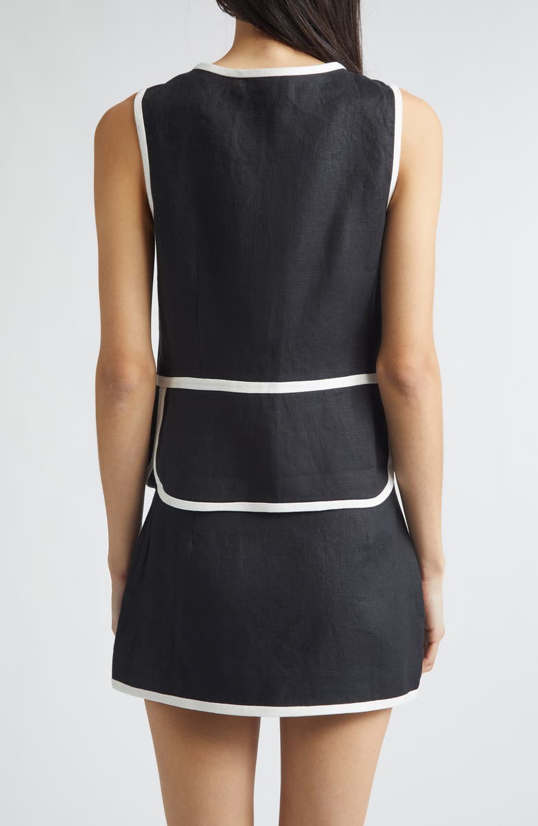 Tanner Fletcher Gender Inclusive Pauline Linen Bow Top, Alternate, color, Black