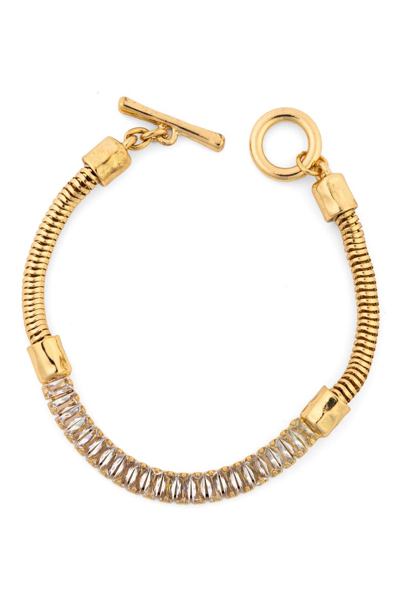 Snake Chain Crystal Toggle Bracelet, Alternate, color, GOLD