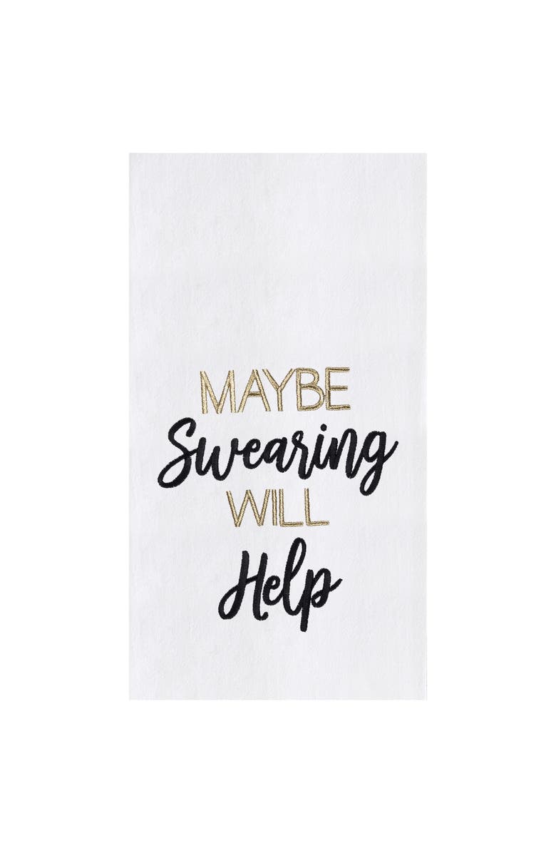 C&F Home Swearing Will Help Kitchen and Bathroom Embroidered Hand Towel, Main, color, Black