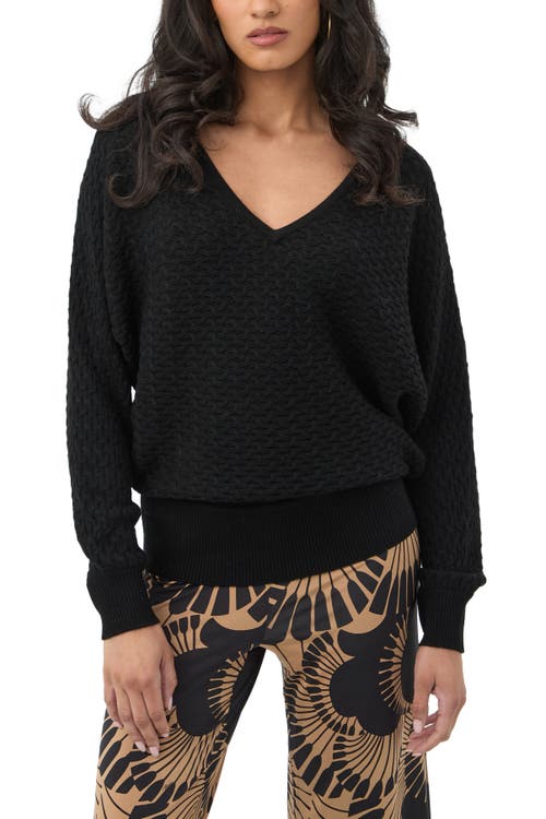 Trina Turk Lima V-neck Pullover Sweater In Black