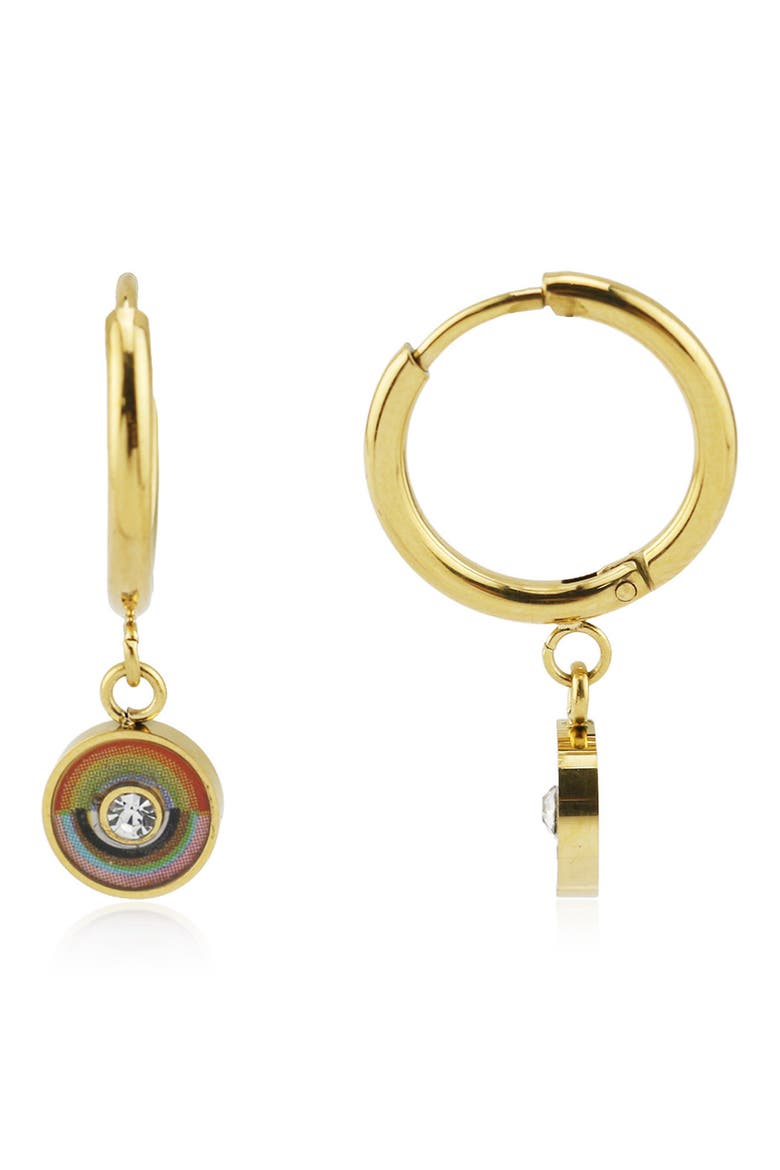 Rainbow Dangle Hoop Earrings, Main, color, GOLD