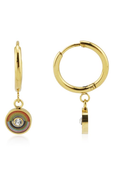 Rainbow Dangle Hoop Earrings