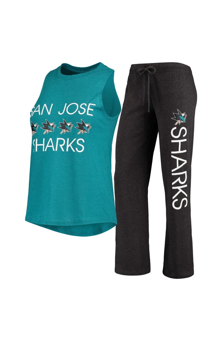CONCEPTS SPORT Women's Concepts Sport Teal/Black San Jose Sharks Meter Tank Top & Pants Sleep Set, Main, color, 