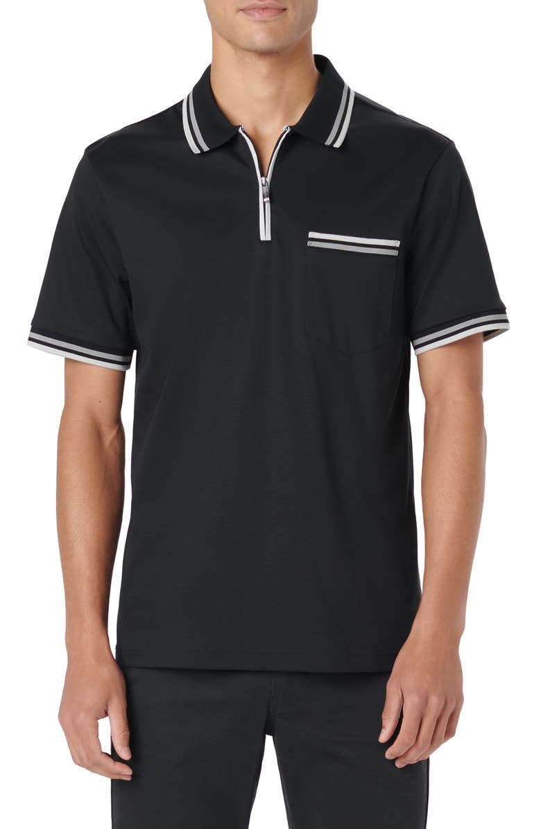 Bugatchi Quarter Zip Pocket Polo, Main, color,