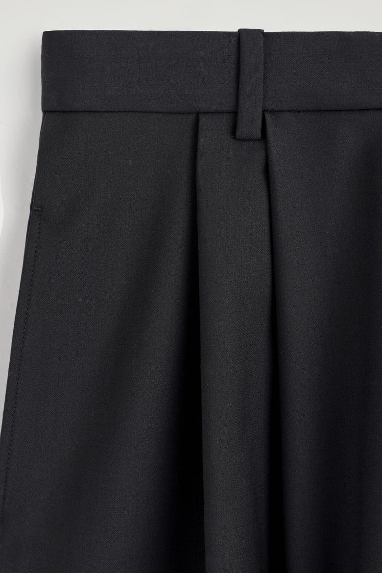 Pleated Wool-Blend Culottes, Alternate, color, BLACK