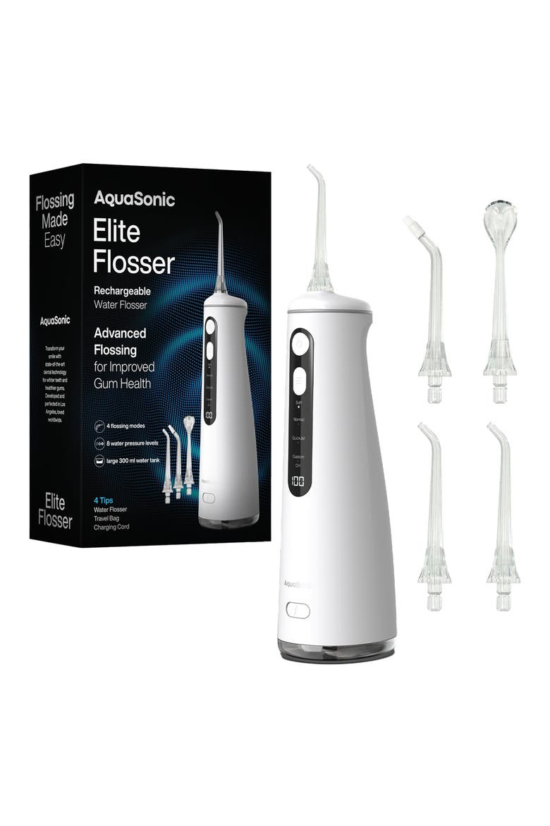 Elite Flosser Rechargeable Water Flosser White, Main, color, WHITE