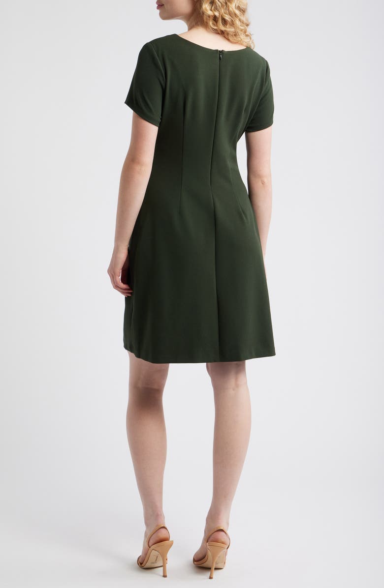Connected Apparel Short Sleeve Pocket Fit & Flare Dress, Alternate, color, Loden
