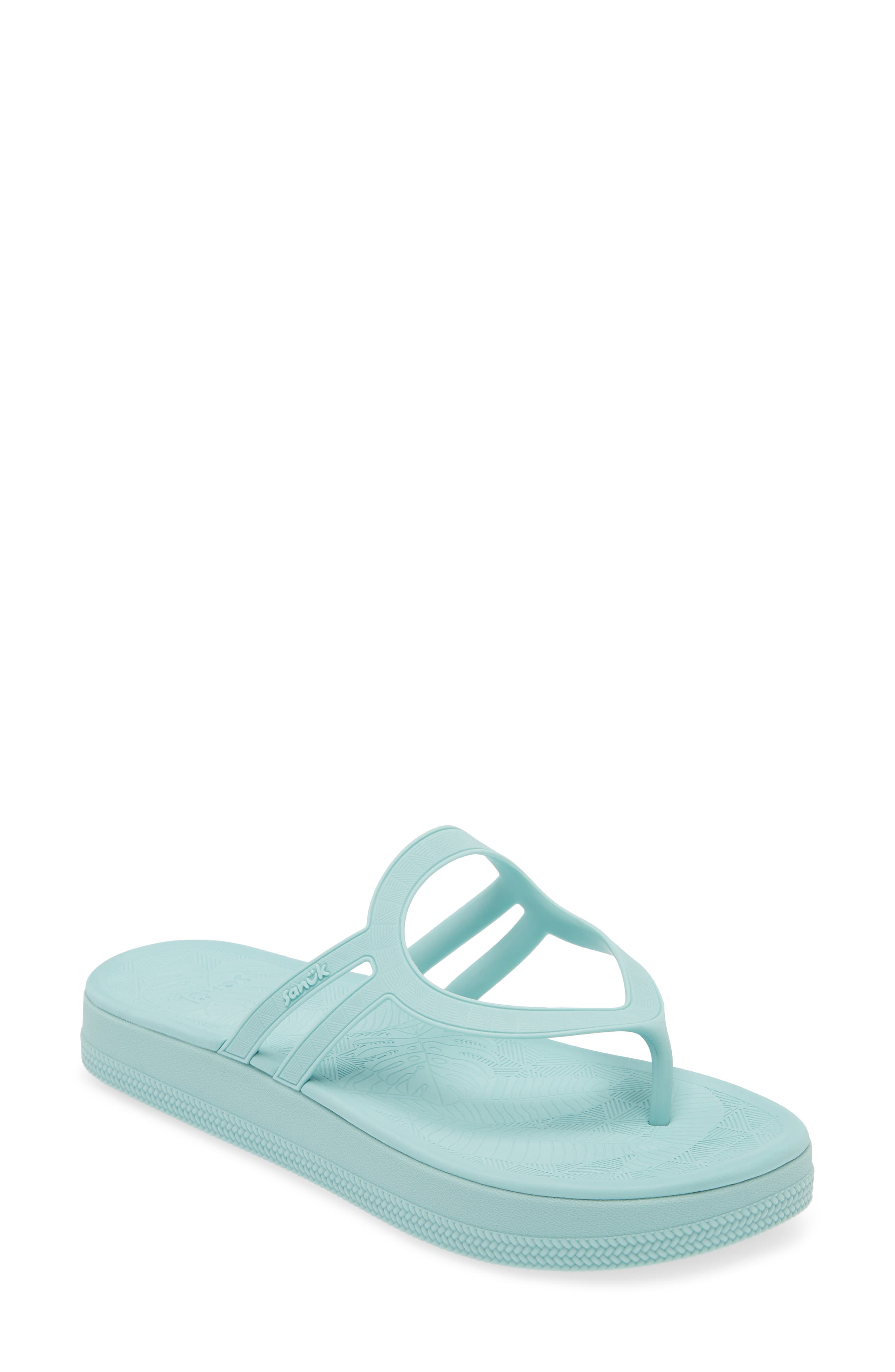 Sanuk Sunshine Platform Flip Flop, Main, color, Pastel Turquoise
