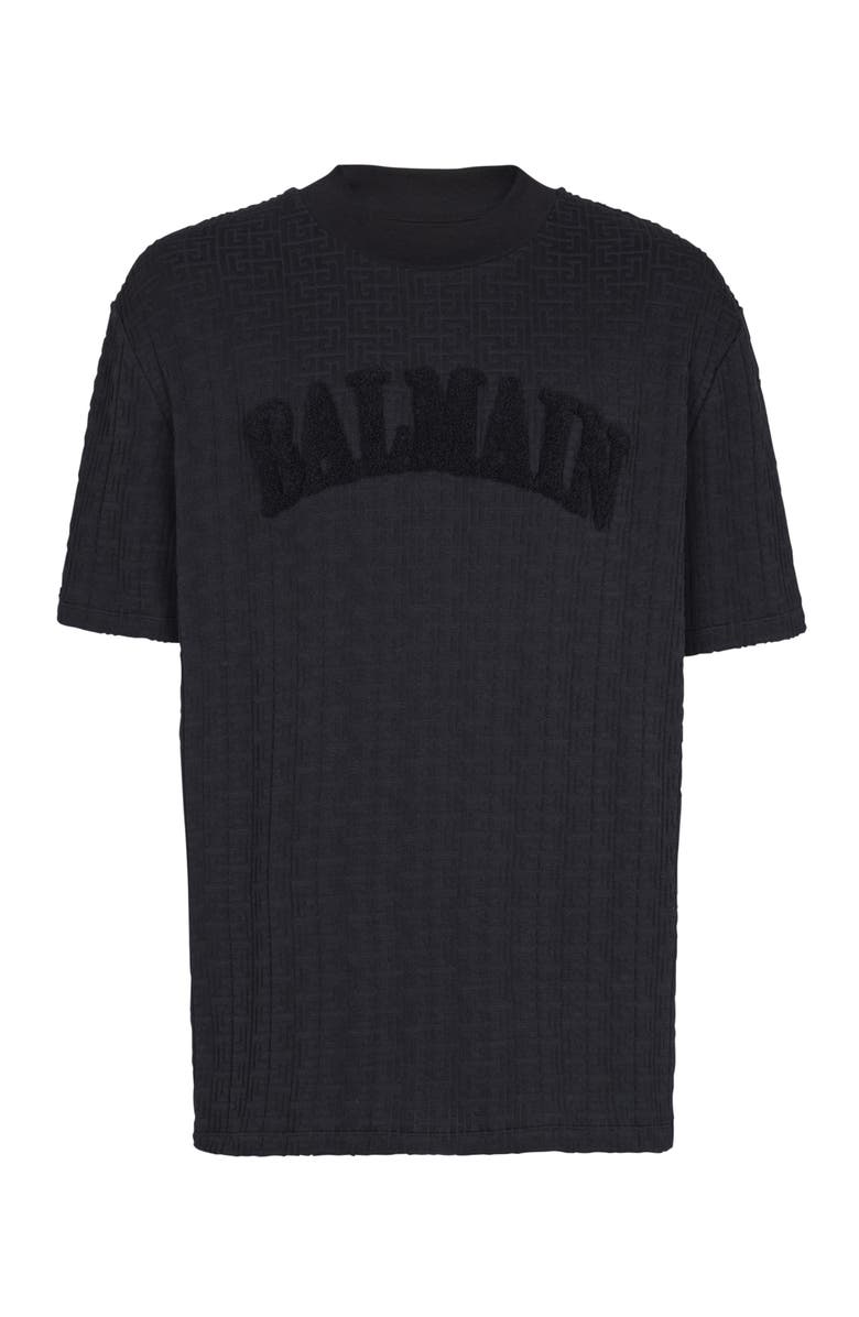 Balmain Terry monogram T-shirt, Alternate, color, Black