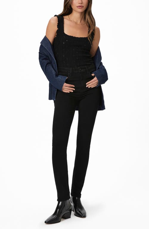Paige Cindy Twisted Seam Slit Pant In Black Velvet In Black