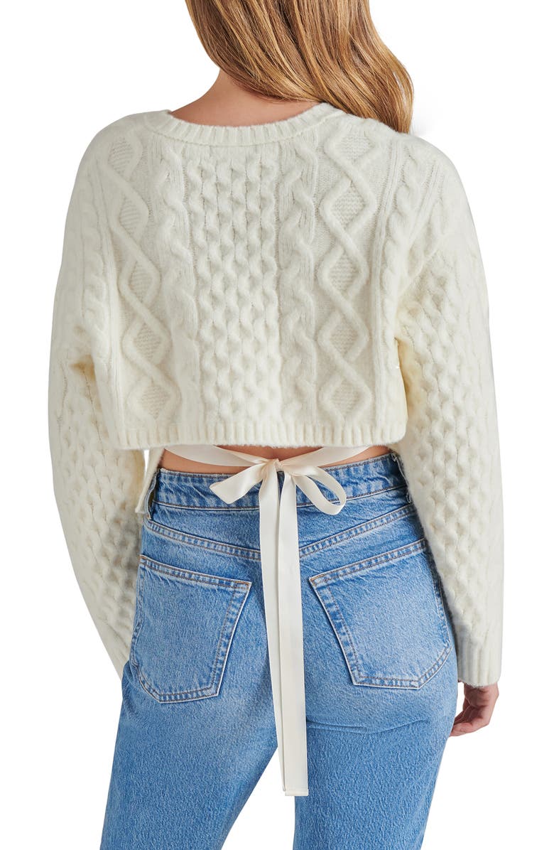 Steve Madden Kessie Tie Back Cable Stitch Sweater, Alternate, color,