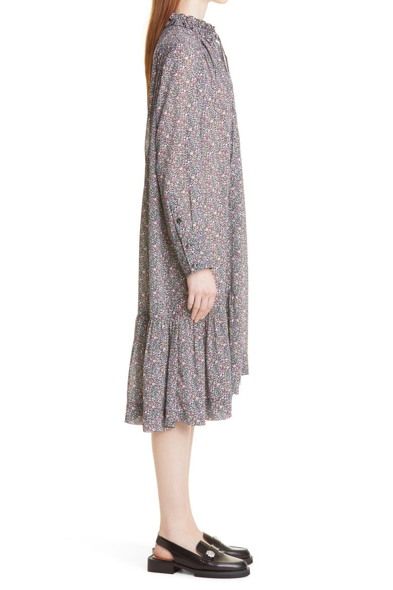 Print Light Crepe Recycled Shift Dress, Alternate, color, BLACK/ MOONLIGHT MAUVE