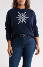 Caslon® Wool and Cashmere Intarsia Crewneck Sweater