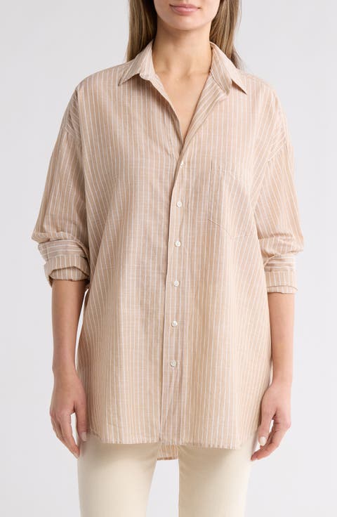 Shirley Oversize Stripe Button-Up Shirt