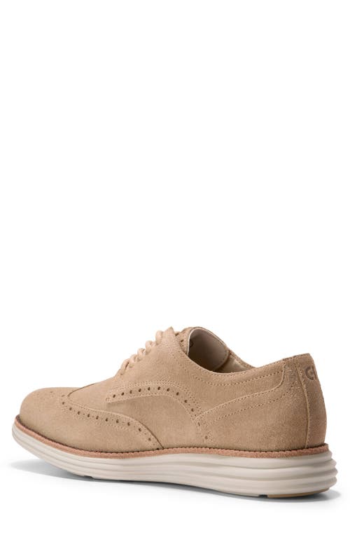 Cole Haan Men's Øriginal Grand Remastered Wingtip Oxford Shoes - Beige Size 13 In Birch Beige Suede/dark Natural
