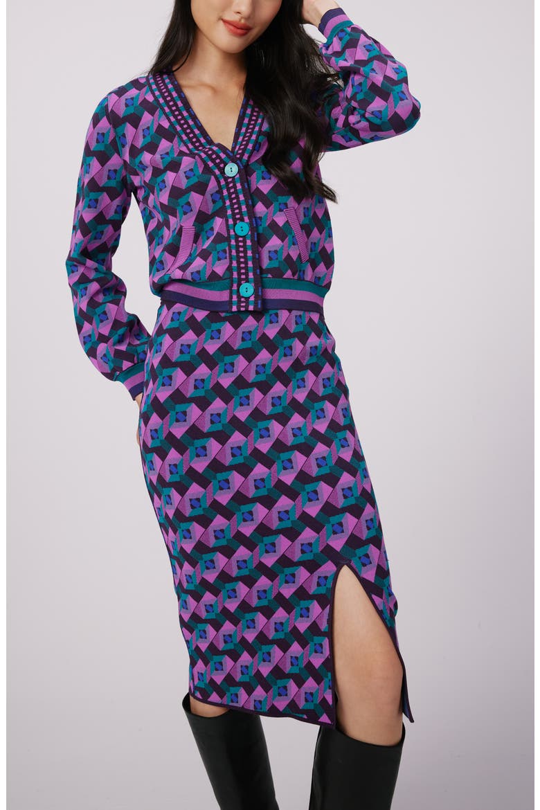 Gusta Geometric Knit Pencil Skirt, Alternate, color, STAGE BOSS PINK