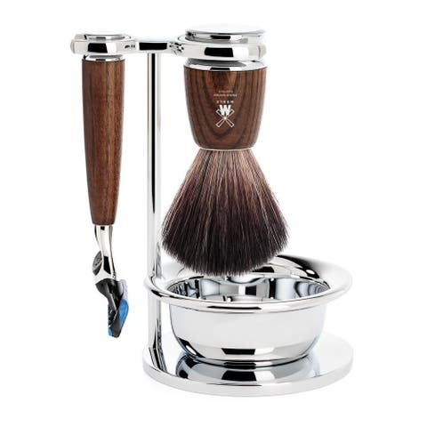 Rytmo Steamed Ash 4-Piece Black Fiber & Fusion Shaving Set