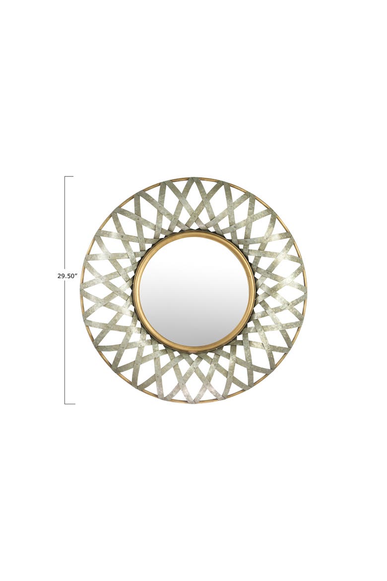 Round 2-Tone Metal Framed Wall Mirror, Silver and Gold, Alternate, color, Gold