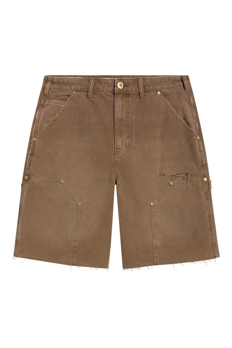 Ripped Carpenter Denim Shorts, Main, color, BROWN
