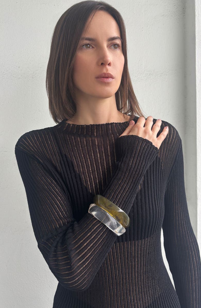 Adornia Set of 2 Acrylic Bangle Bracelets, Alternate, color, Brown