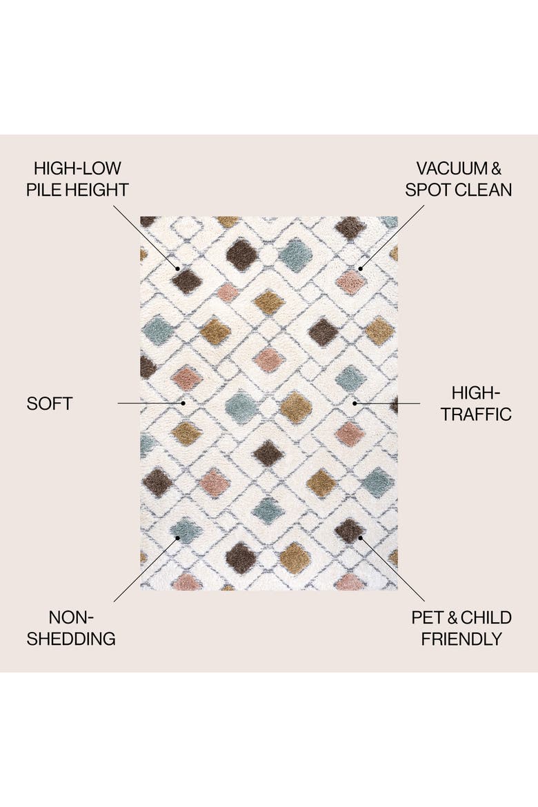 Astrid Retro Trellis High-Low Area Rug, Alternate, color, Multi/Cream