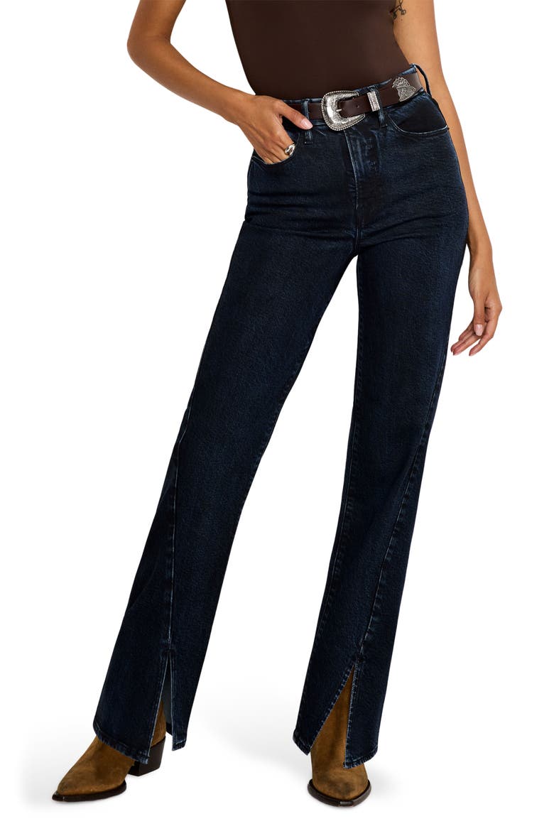 Soft-Tech Good Boy Step Hem High Waist Ankle Straight Leg Jeans, Main, color, INDIGO544
