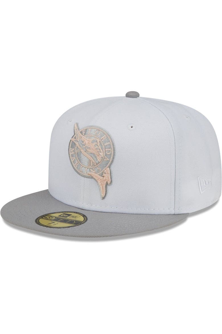 Men's New Era White/Gray Florida Marlins 1997 World Series Cooperstown Collection Side Patch Undervisor 59FIFTY Fitted Hat, Alternate, color, White