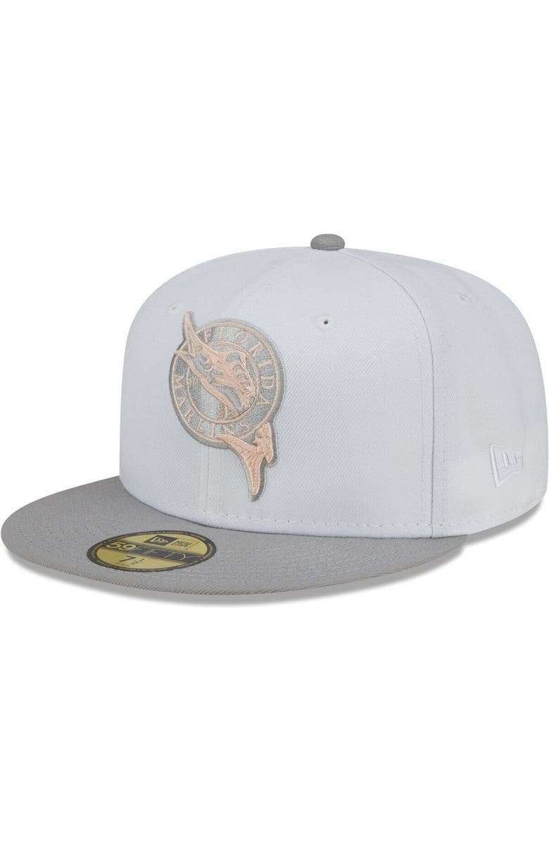New Era Men's New Era White/Gray Florida Marlins 1997 World Series Cooperstown Collection Side Patch Undervisor 59FIFTY Fitted Hat, Alternate, color, 