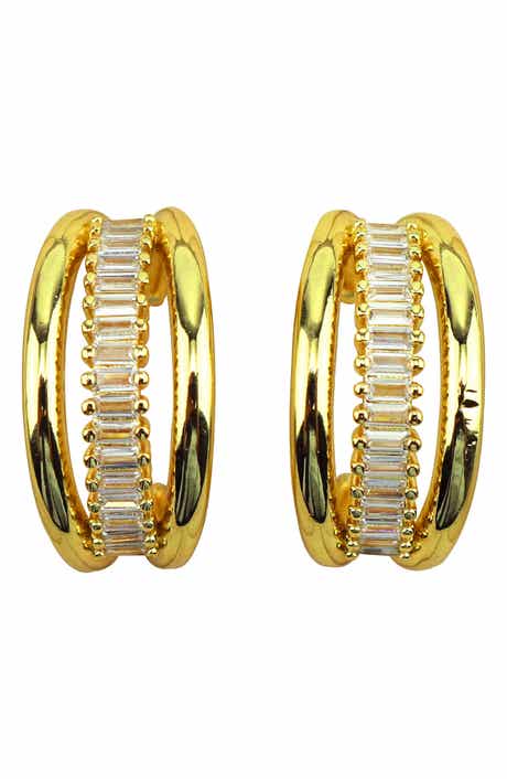 Panacea Baguette Crystal Hoop Earrings