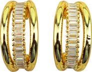 Panacea Baguette Crystal Hoop Earrings