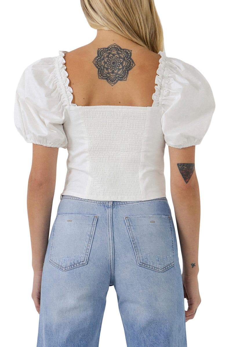 Endless Rose Puff Sleeve Crop Top, Alternate, color, White