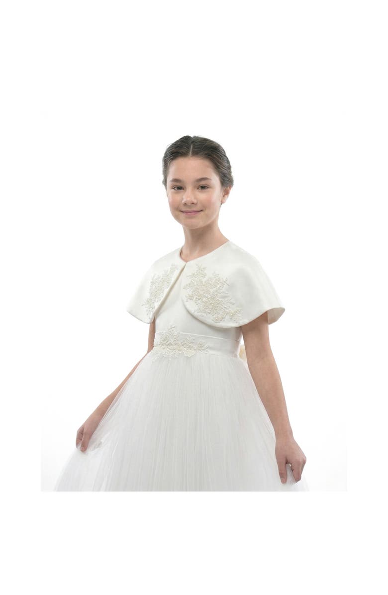 Tulleen Hermione Embroidered Cape Dress, Alternate, color, White