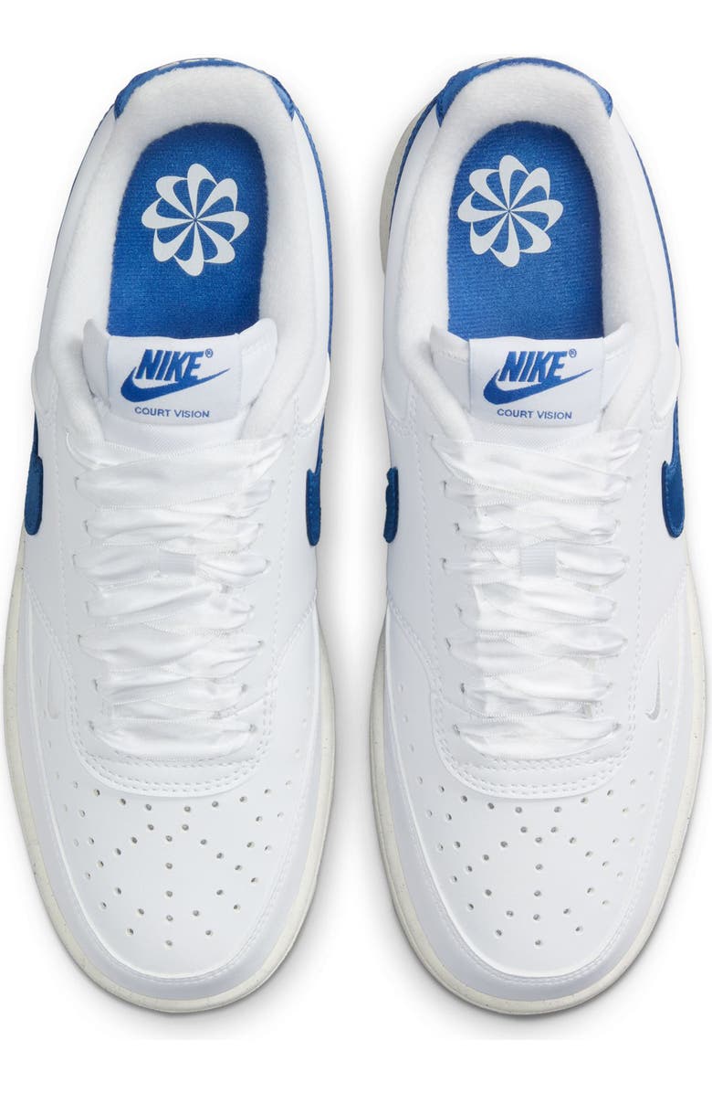 Nike Court Vision Low Sneaker, Alternate, color, White/ Royal/ Sail