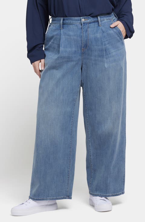 Teresa Pleated Ankle Wide Leg Jeans (Plus)