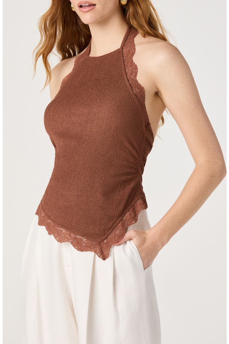 Zoe Lace Halter Top, Alternate, color, BROWN