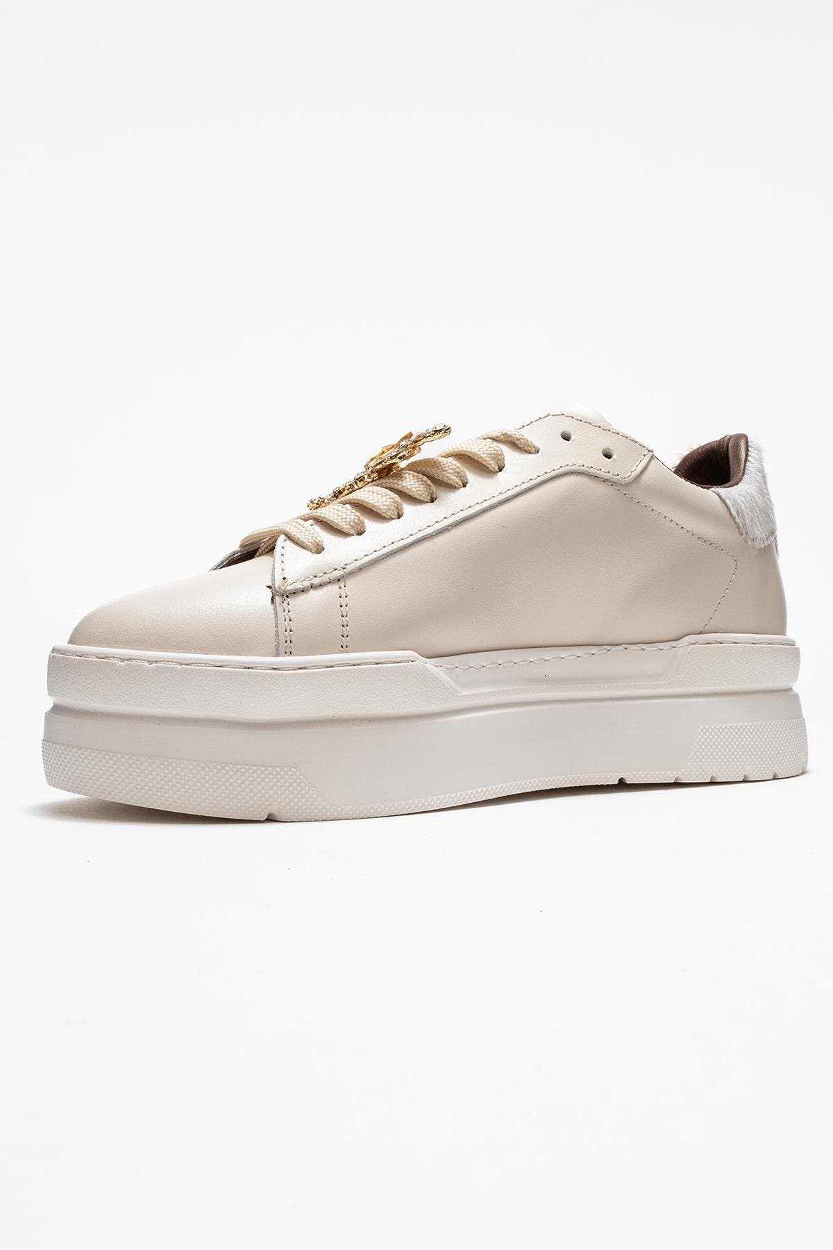 Laren Leather Buckle Sneakers, Alternate, color, Beige Leather