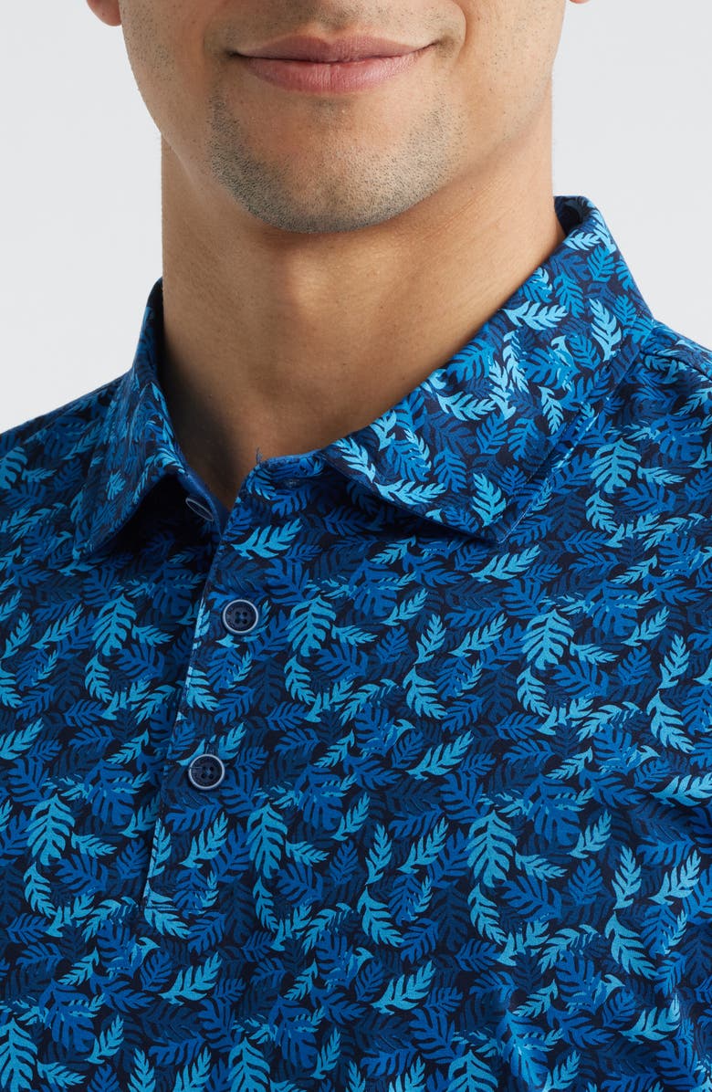 Bugatchi Vincent OoohCotton<sup>®</sup> Leaf Print Polo, Alternate, color, Night Blue