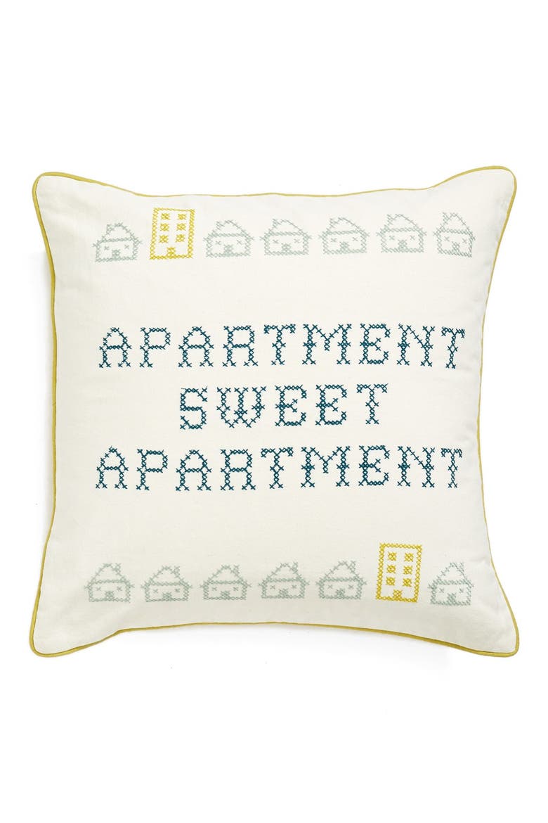 'Sweet Apartment' Embroidered Accent Pillow, Main, color, CREAM TURTLEDOVE MULTI